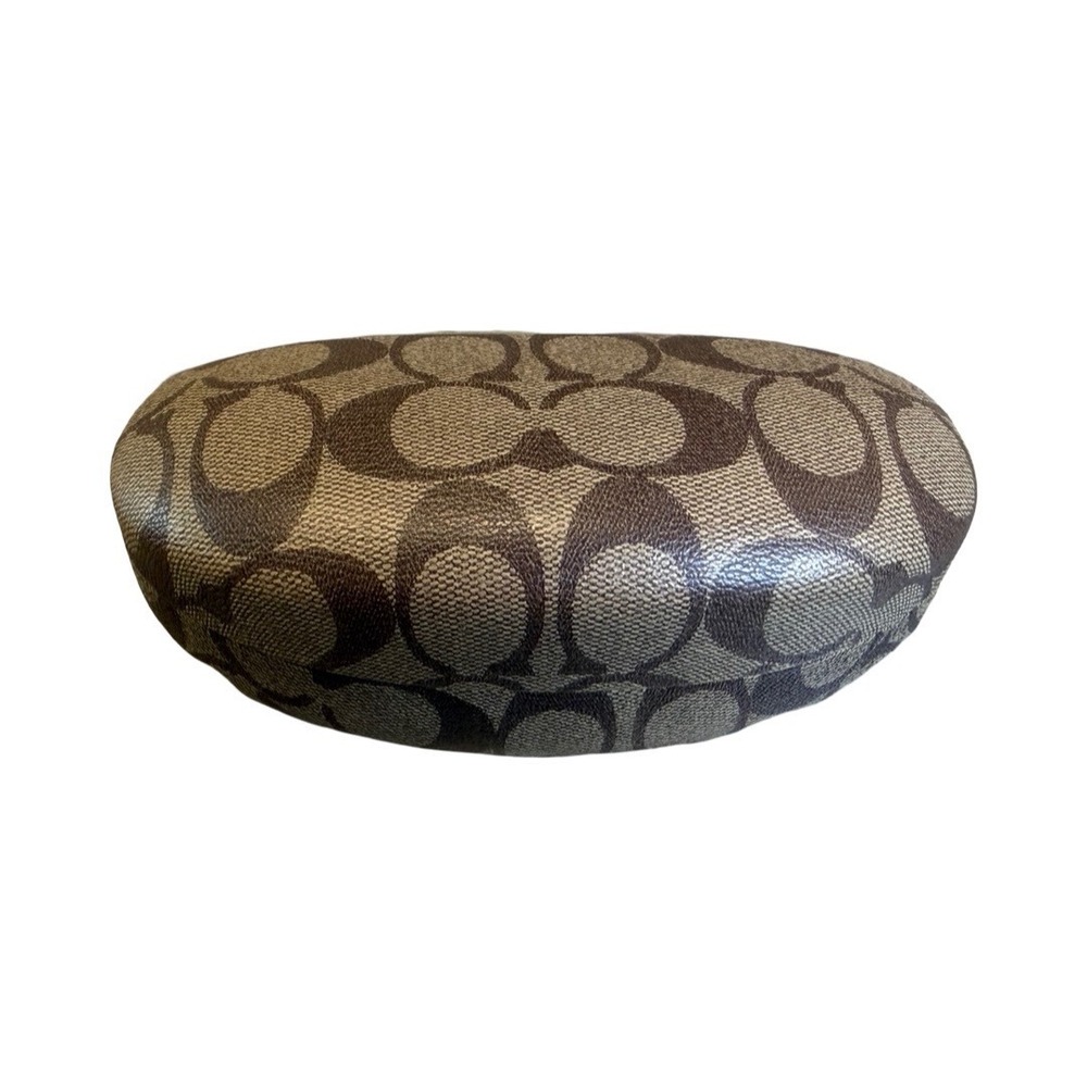 Coach Signature C Monogram Tan Brown Clamshell Eye Glasses Hard Case